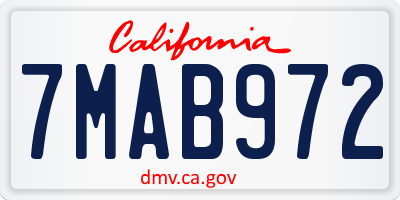 CA license plate 7MAB972