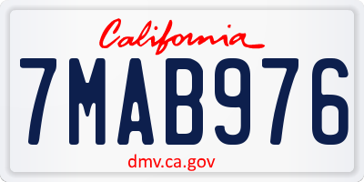 CA license plate 7MAB976