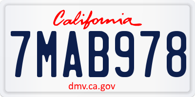 CA license plate 7MAB978