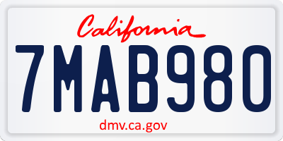 CA license plate 7MAB980