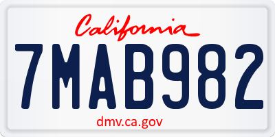 CA license plate 7MAB982