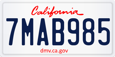 CA license plate 7MAB985
