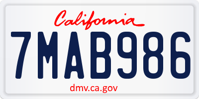 CA license plate 7MAB986
