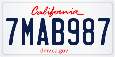 CA license plate 7MAB987