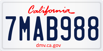 CA license plate 7MAB988