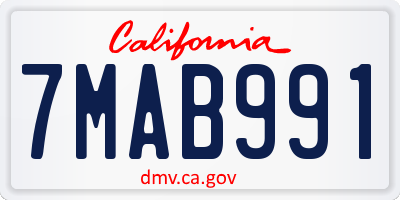 CA license plate 7MAB991