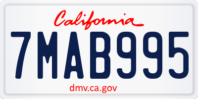CA license plate 7MAB995