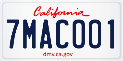CA license plate 7MAC001