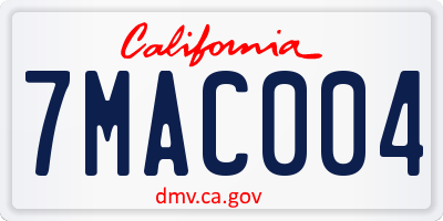 CA license plate 7MAC004