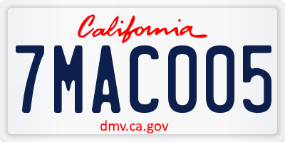 CA license plate 7MAC005