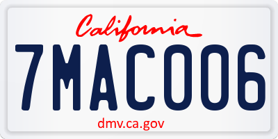 CA license plate 7MAC006