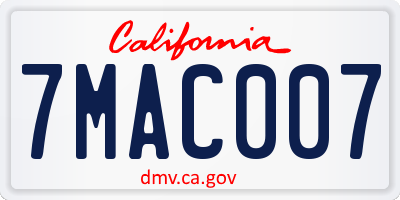 CA license plate 7MAC007