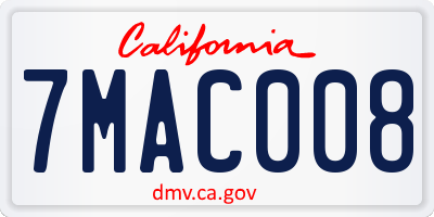 CA license plate 7MAC008