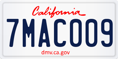 CA license plate 7MAC009