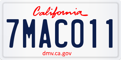 CA license plate 7MAC011