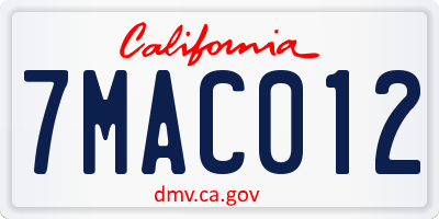 CA license plate 7MAC012