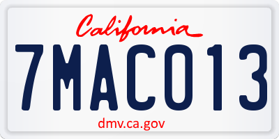 CA license plate 7MAC013