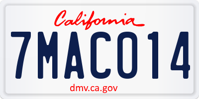 CA license plate 7MAC014