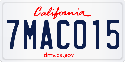 CA license plate 7MAC015