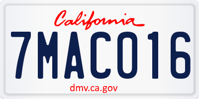 CA license plate 7MAC016
