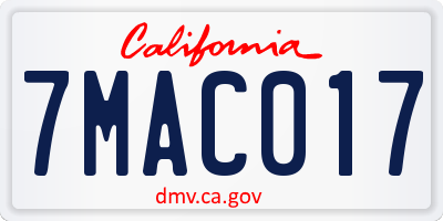 CA license plate 7MAC017