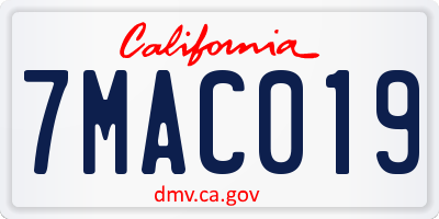 CA license plate 7MAC019
