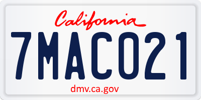 CA license plate 7MAC021