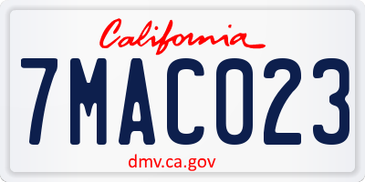 CA license plate 7MAC023