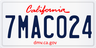CA license plate 7MAC024