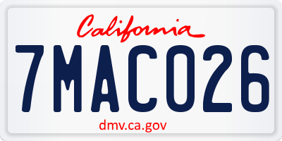 CA license plate 7MAC026