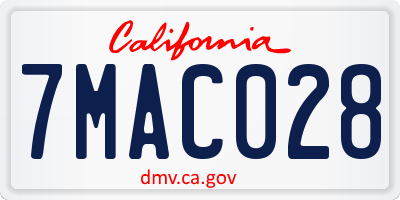 CA license plate 7MAC028