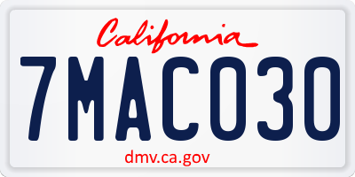 CA license plate 7MAC030