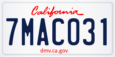 CA license plate 7MAC031