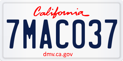 CA license plate 7MAC037