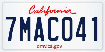 CA license plate 7MAC041