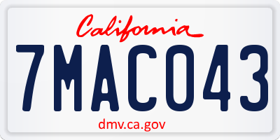 CA license plate 7MAC043