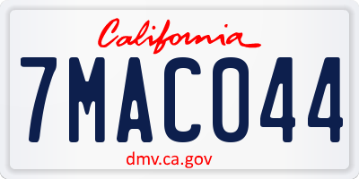 CA license plate 7MAC044