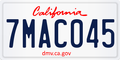 CA license plate 7MAC045