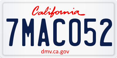 CA license plate 7MAC052