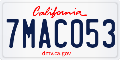 CA license plate 7MAC053