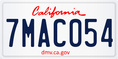 CA license plate 7MAC054