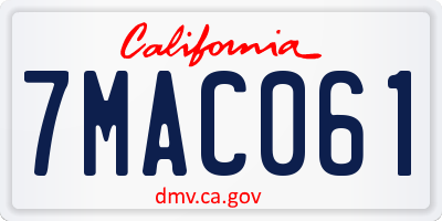 CA license plate 7MAC061
