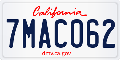 CA license plate 7MAC062
