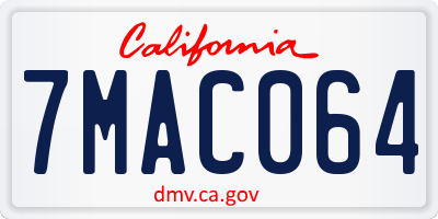CA license plate 7MAC064