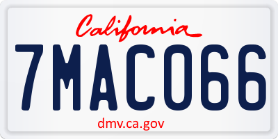 CA license plate 7MAC066