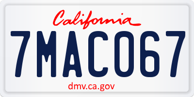 CA license plate 7MAC067