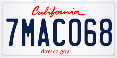 CA license plate 7MAC068