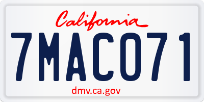 CA license plate 7MAC071