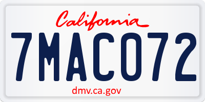 CA license plate 7MAC072