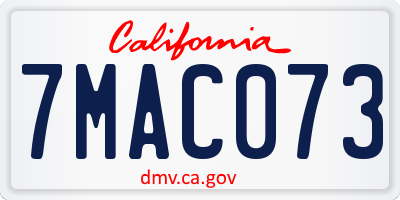 CA license plate 7MAC073